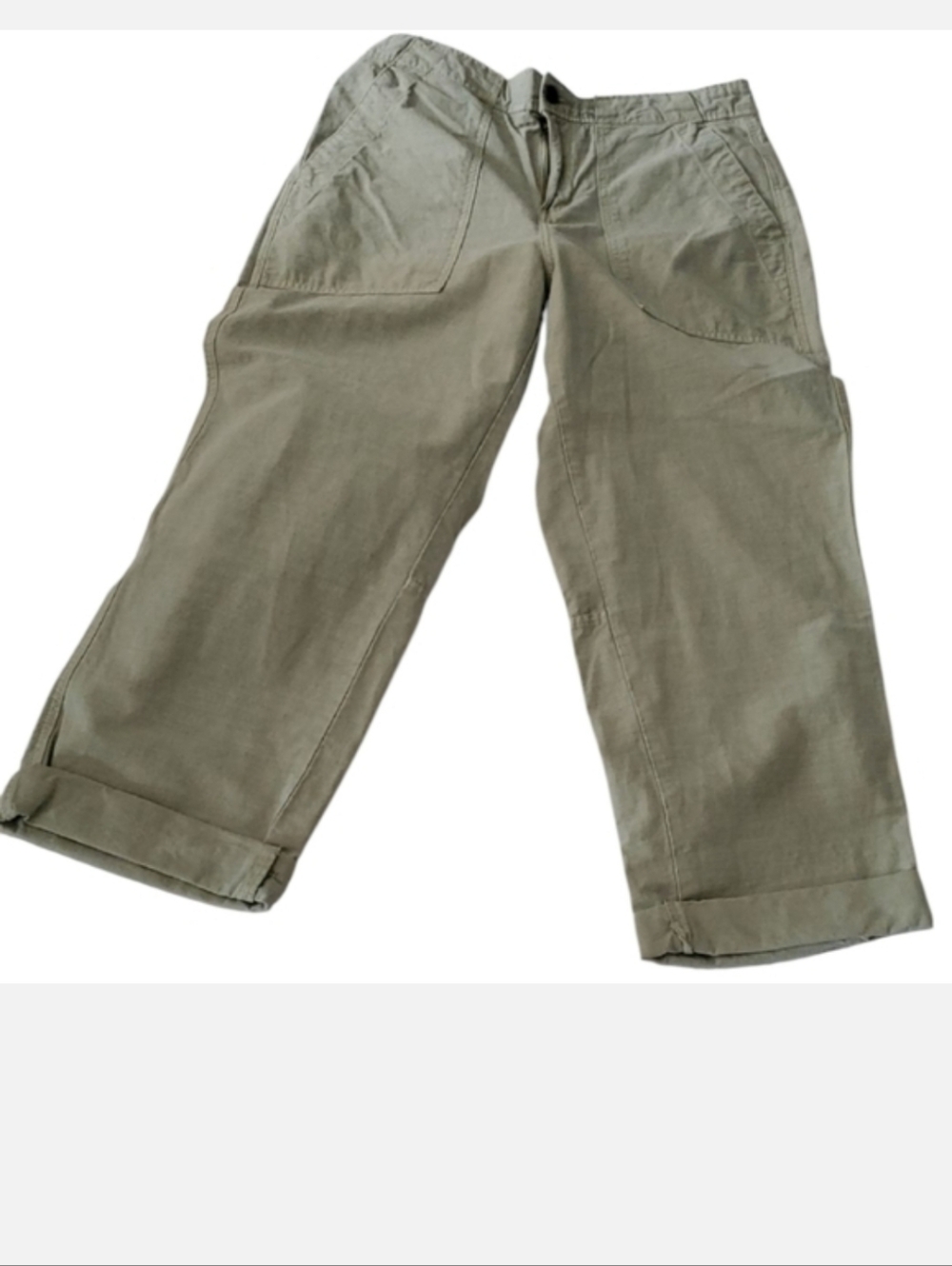 Everlane Green  Cropped Organic And Linen Blend  Pants with Relaxed Fit Sz 33 - Picture 12 of 12